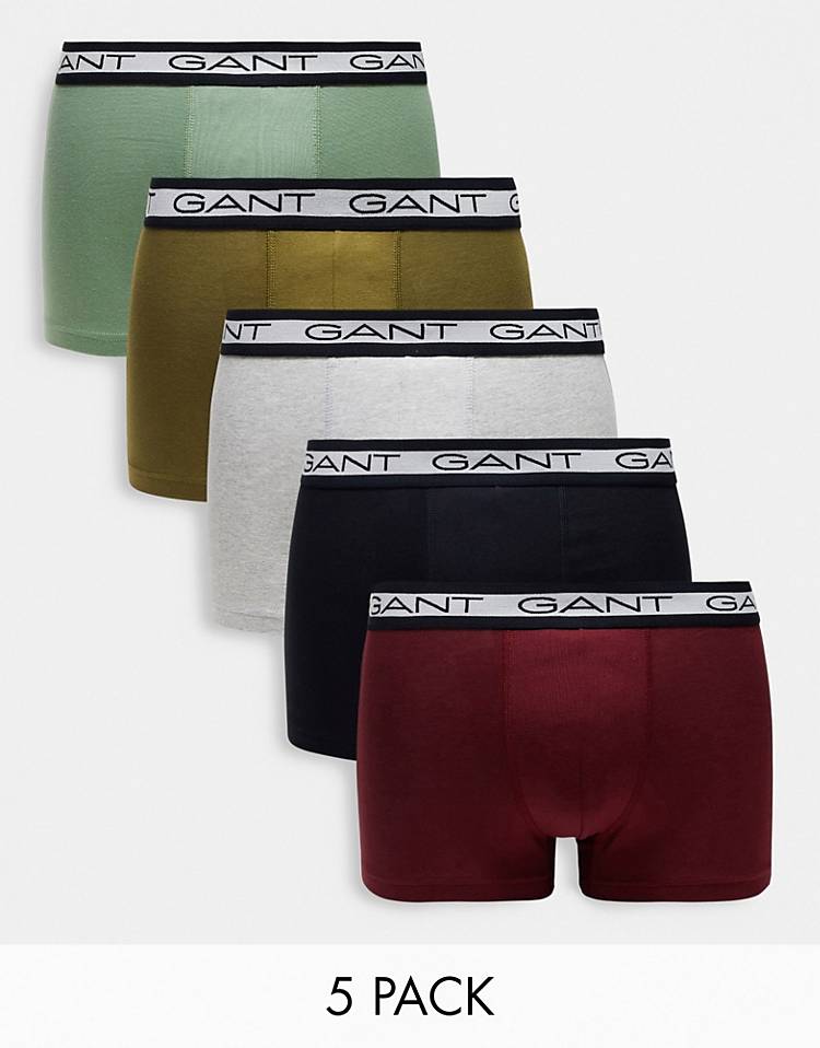 GANT 5 pack trunks in navy, blue, red and gray